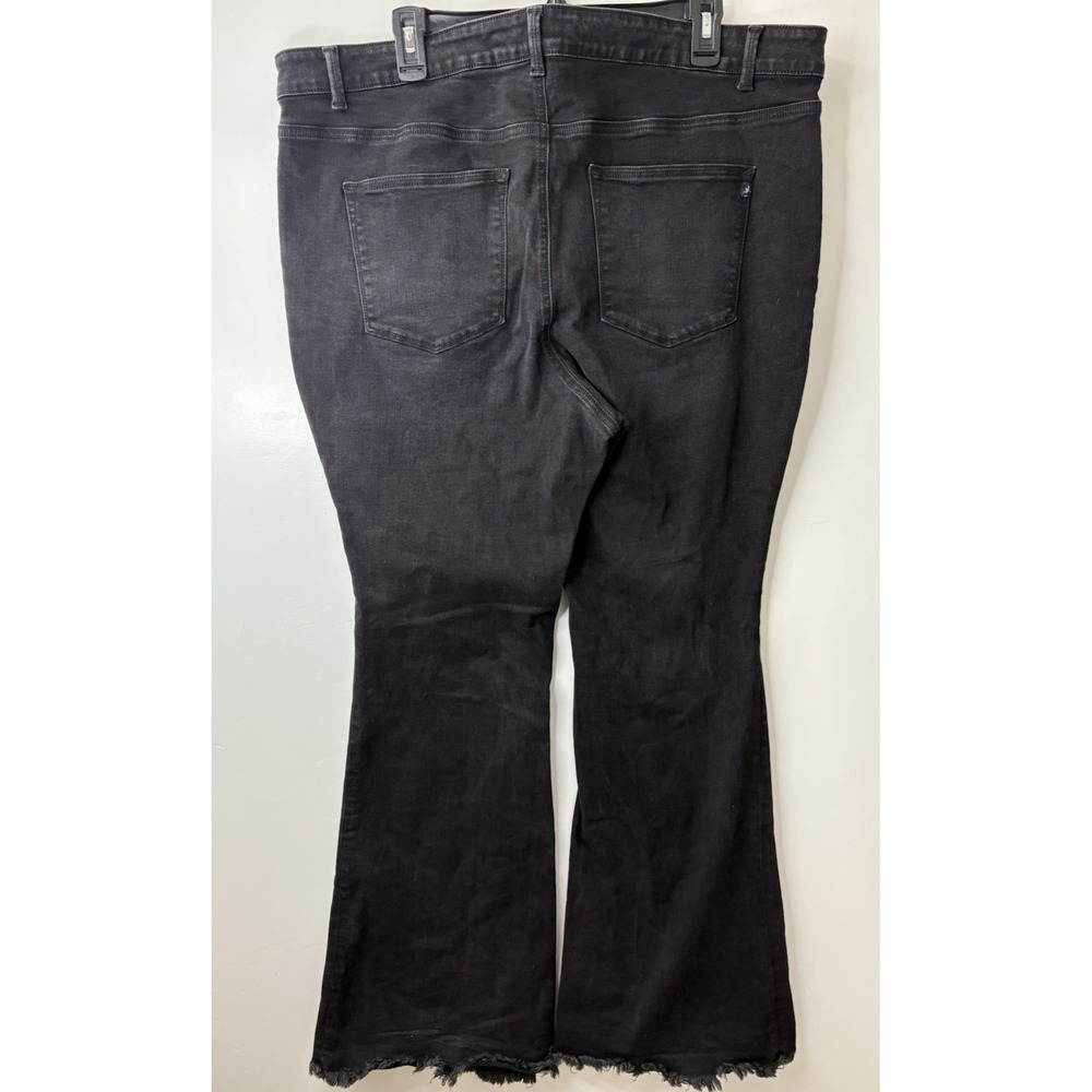Maurices Flare‎ Jeans Womens 20W High Rise Button Fly Distressed Black Flare - Picture 2 of 4